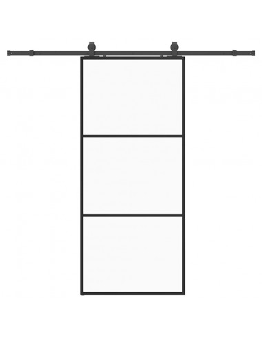 Porta Scorrevole con Ferramenta Nera 90x205 cm in Vetro ESG