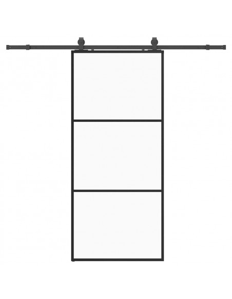 Porta Scorrevole con Ferramenta Nera 90x205 cm in Vetro ESG