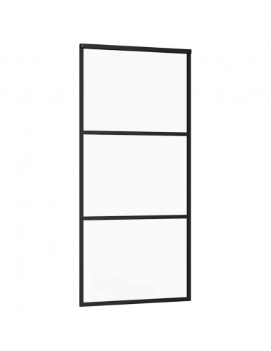 Porta Scorrevole con Ferramenta Nera 90x205 cm in Vetro ESG