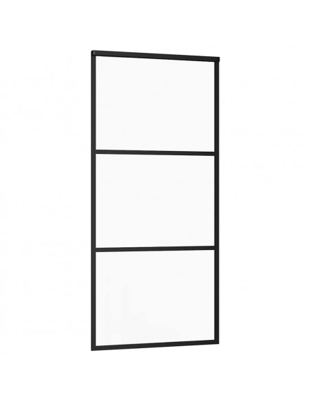 Porta Scorrevole con Ferramenta Nera 90x205 cm in Vetro ESG