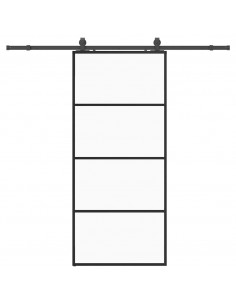 Porta Scorrevole con Ferramenta Nera 90x205 cm in Vetro ESG 2