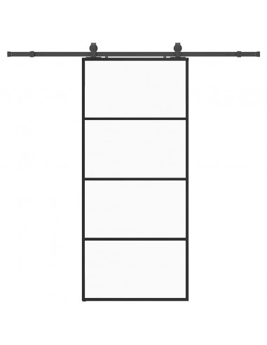 Porta Scorrevole con Ferramenta Nera 90x205 cm in Vetro ESG