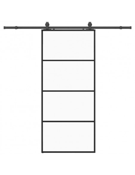 Porta Scorrevole con Ferramenta Nera 90x205 cm in Vetro ESG