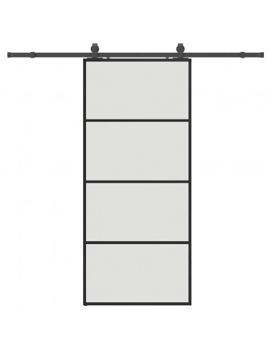 Porta Scorrevole con Ferramenta Nera 90x205 cm in Vetro ESG