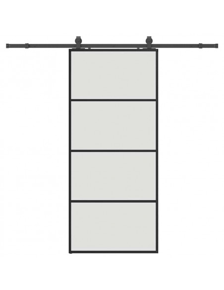 Porta Scorrevole con Ferramenta Nera 90x205 cm in Vetro ESG