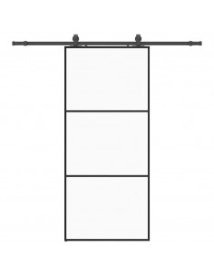 Porta Scorrevole con Ferramenta Nera 90x205 cm in Vetro ESG 2