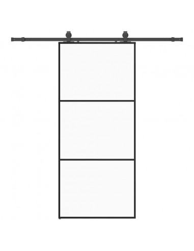 Porta Scorrevole con Ferramenta Nera 90x205 cm in Vetro ESG