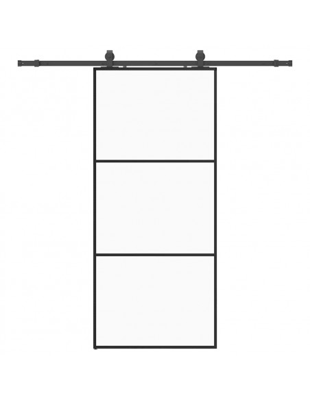 Porta Scorrevole con Ferramenta Nera 90x205 cm in Vetro ESG