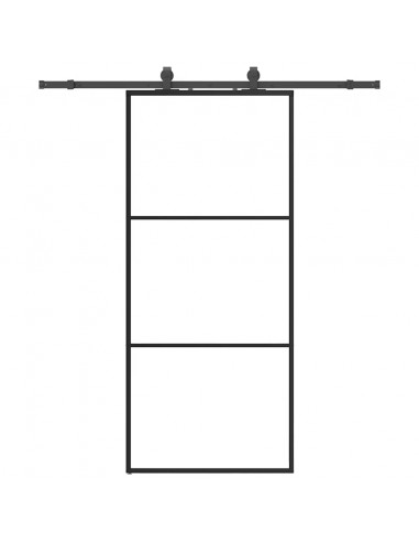 Porta Scorrevole con Ferramenta Nera 90x205 cm in Vetro ESG