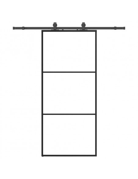 Porta Scorrevole con Ferramenta Nera 90x205 cm in Vetro ESG