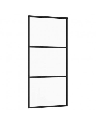 Porta Scorrevole con Ferramenta Nera 90x205 cm in Vetro ESG