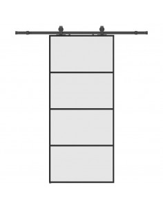 Porta Scorrevole con Ferramenta Nera 90x205 cm in Vetro ESG 2