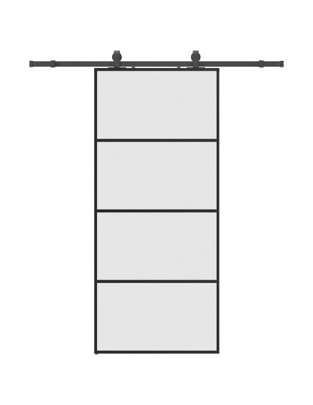 Porta Scorrevole con Ferramenta Nera 90x205 cm in Vetro ESG