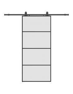 Porta Scorrevole con Ferramenta Nera 90x205 cm in Vetro ESG 2