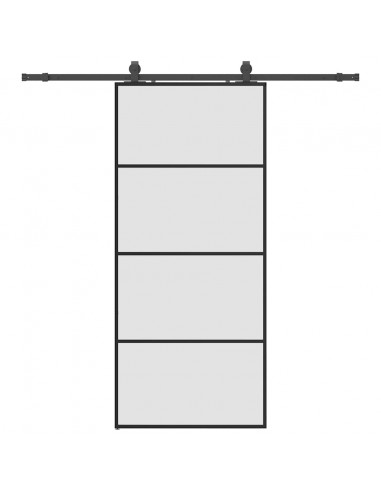 Porta Scorrevole con Ferramenta Nera 90x205 cm in Vetro ESG