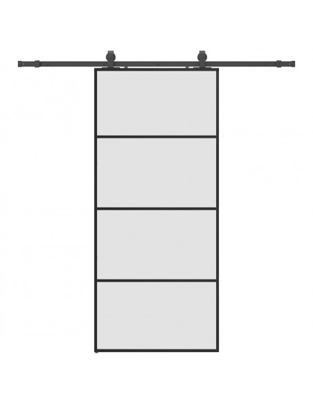 Porta Scorrevole con Ferramenta Nera 90x205 cm in Vetro ESG