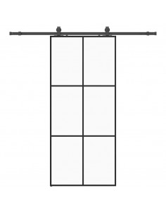 Porta Scorrevole con Ferramenta Nera 90x205 cm in Vetro ESG 2