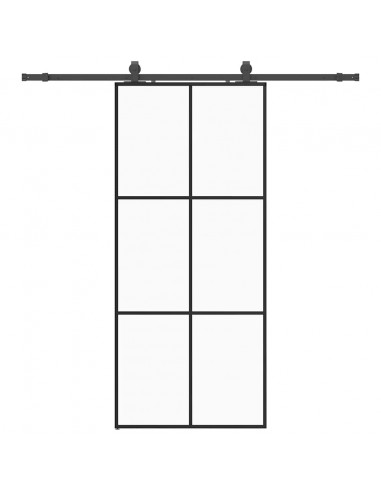 Porta Scorrevole con Ferramenta Nera 90x205 cm in Vetro ESG