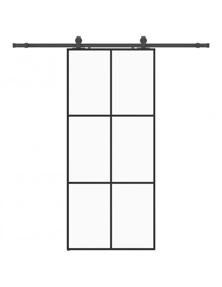 Porta Scorrevole con Ferramenta Nera 90x205 cm in Vetro ESG