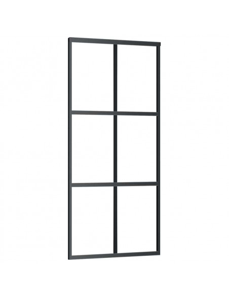 Porta Scorrevole con Ferramenta Nera 90x205 cm in Vetro ESG