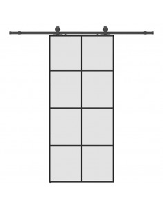 Porta Scorrevole con Ferramenta Nera 90x205 cm in Vetro ESG 2
