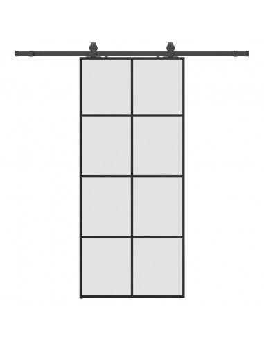 Porta Scorrevole con Ferramenta Nera 90x205 cm in Vetro ESG