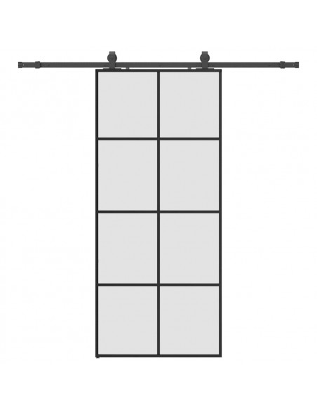 Porta Scorrevole con Ferramenta Nera 90x205 cm in Vetro ESG