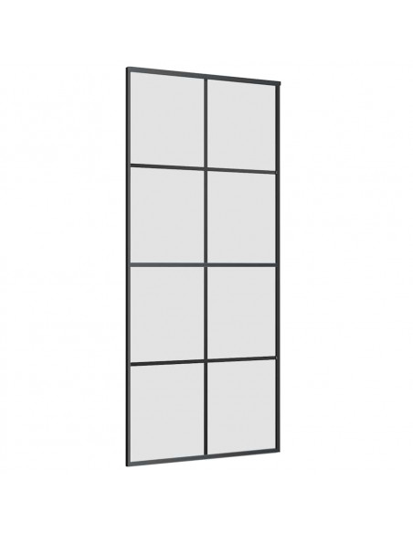 Porta Scorrevole con Ferramenta Nera 90x205 cm in Vetro ESG