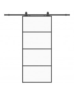 Porta Scorrevole con Ferramenta Nera 90x205 cm in Vetro ESG 2