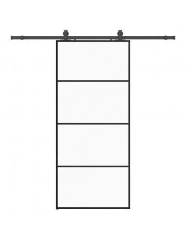 Porta Scorrevole con Ferramenta Nera 90x205 cm in Vetro ESG