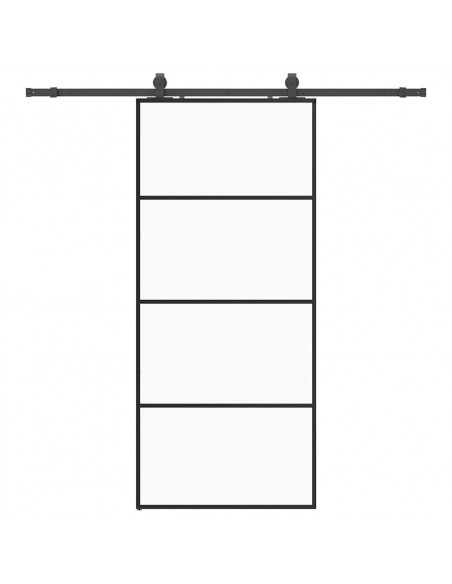 Porta Scorrevole con Ferramenta Nera 90x205 cm in Vetro ESG