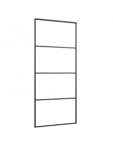 Porta Scorrevole con Ferramenta Nera 90x205 cm in Vetro ESG