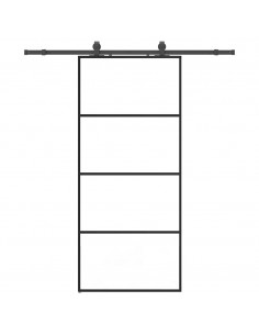 Porta Scorrevole con Ferramenta Nera 90x205 cm in Vetro ESG 2