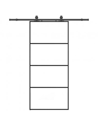 Porta Scorrevole con Ferramenta Nera 90x205 cm in Vetro ESG