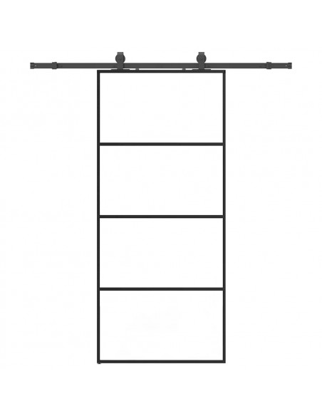 Porta Scorrevole con Ferramenta Nera 90x205 cm in Vetro ESG