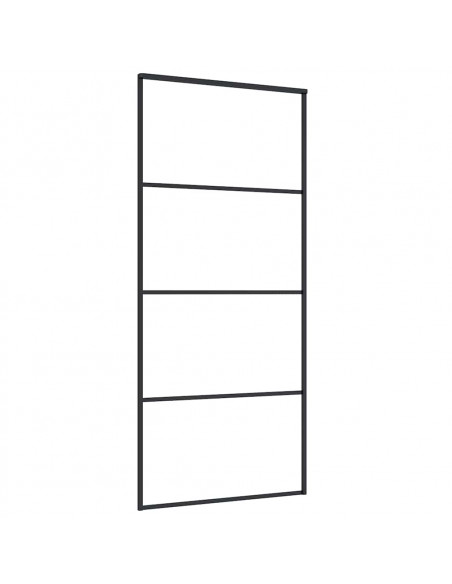 Porta Scorrevole con Ferramenta Nera 90x205 cm in Vetro ESG