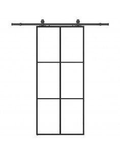 Porta Scorrevole con Ferramenta Nera 90x205 cm in Vetro ESG 2