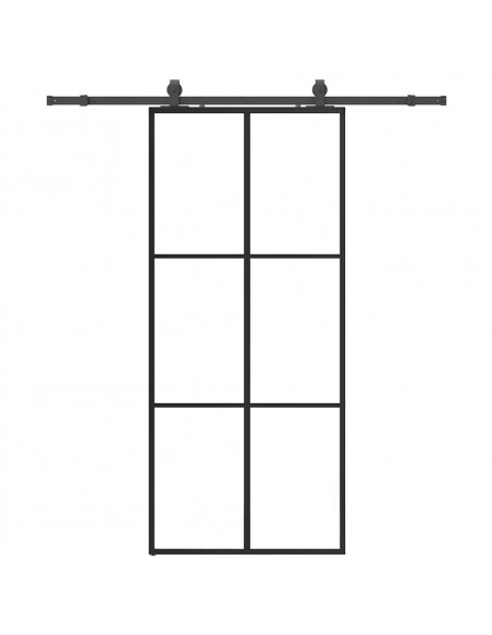 Porta Scorrevole con Ferramenta Nera 90x205 cm in Vetro ESG