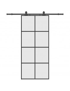 Porta Scorrevole con Ferramenta Nera 90x205 cm in Vetro ESG 2