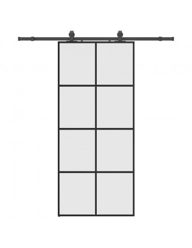 Porta Scorrevole con Ferramenta Nera 90x205 cm in Vetro ESG
