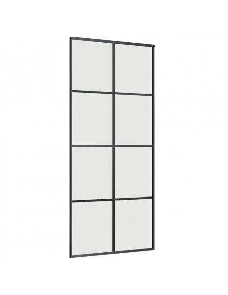 Porta Scorrevole con Ferramenta Nera 90x205 cm in Vetro ESG