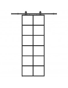 Porta Scorrevole con Ferramenta Nera 76x205 cm in Vetro ESG 2