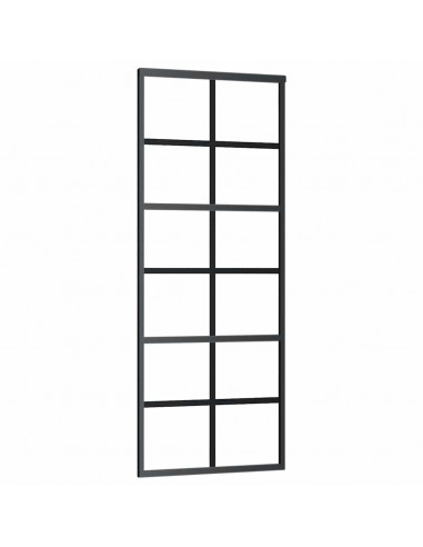 Porta Scorrevole con Ferramenta Nera 76x205 cm in Vetro ESG