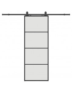 Porta Scorrevole con Ferramenta Nera 76x205 cm in Vetro ESG 2