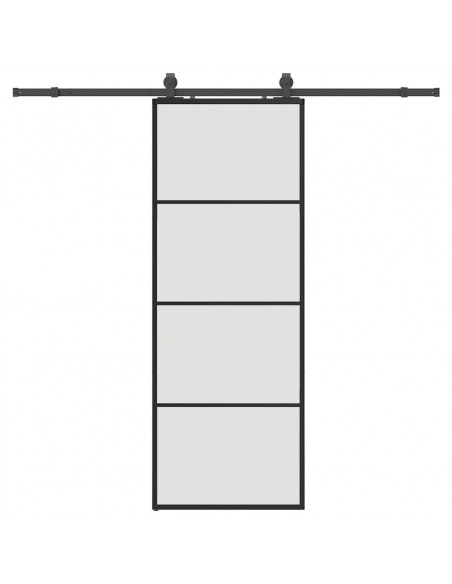 Porta Scorrevole con Ferramenta Nera 76x205 cm in Vetro ESG