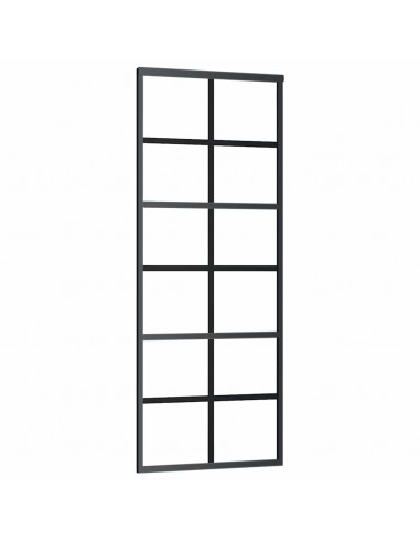 Porta Scorrevole con Ferramenta Nera 76x205 cm in Vetro ESG