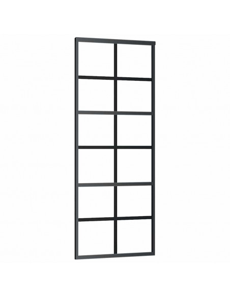 Porta Scorrevole con Ferramenta Nera 76x205 cm in Vetro ESG