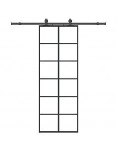 Porta Scorrevole con Ferramenta Nera 76x205 cm in Vetro ESG 2
