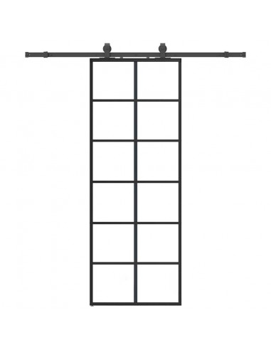 Porta Scorrevole con Ferramenta Nera 76x205 cm in Vetro ESG