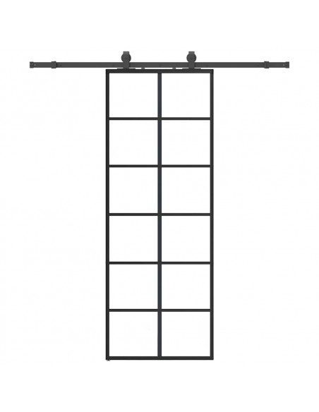Porta Scorrevole con Ferramenta Nera 76x205 cm in Vetro ESG